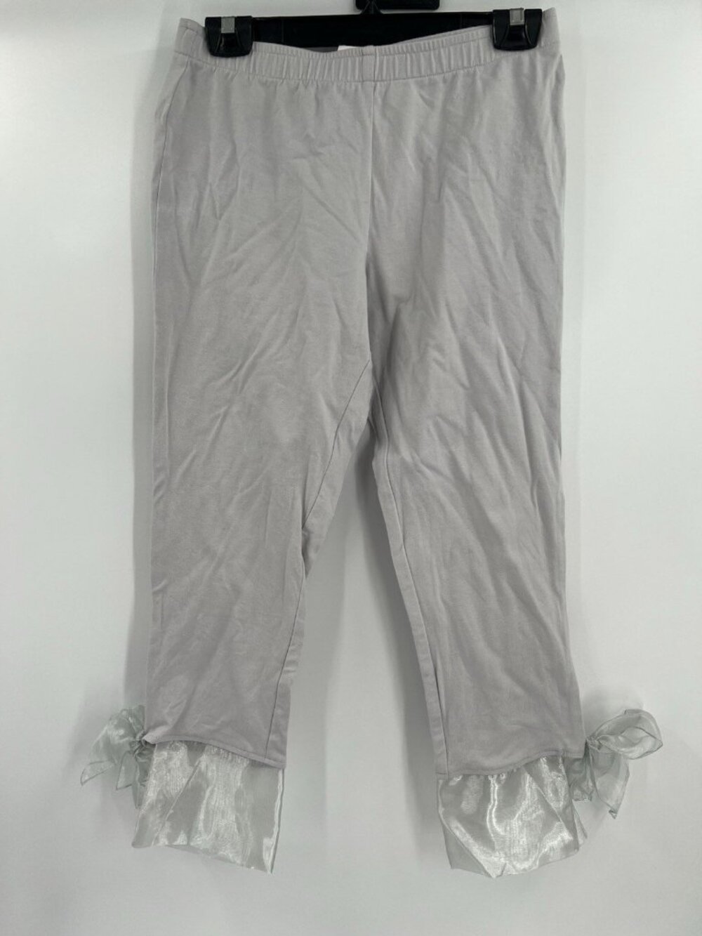 Design Todays Bow Tie Cropped Stretch Leggings Size Large Light Grey